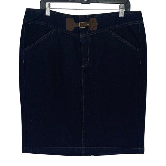 Women's 14 Lauren Jeans Co. Premium Dark Denim Skirt with Suede Detail - Picture 1 of 3